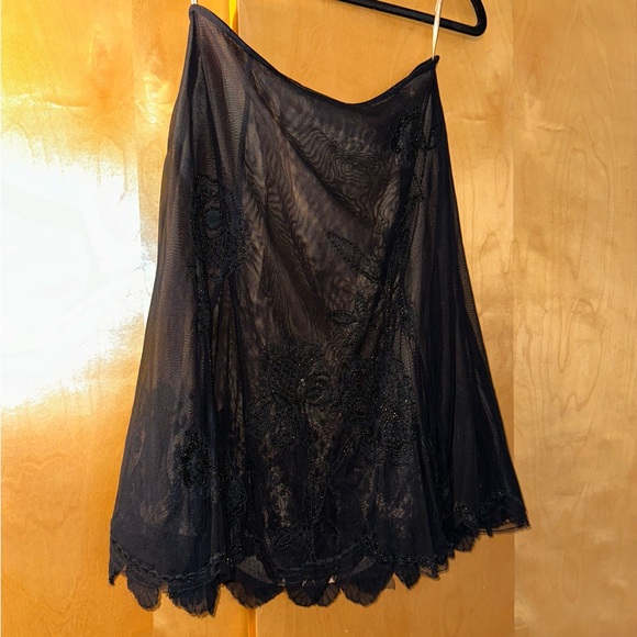 Essentiel Antwerp Black Tulle Sequin Beaded Midi Skirt - Picture 7 of 13